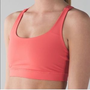 Lululemon Criss Cross Energy Bra Size 8 Coral Pink Orange Strappy Workout Gym